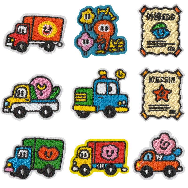 Wholesale 9 Piece Embroidered Car Traffic Light Patch Set Iron On Sew On Applique For Clothing Towels Bags DIY Craft Supply