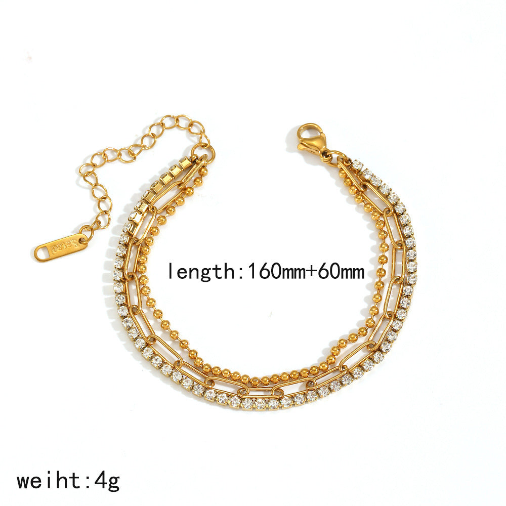 Wholesale Gold multi heart diamond studded stainless steel bracelet