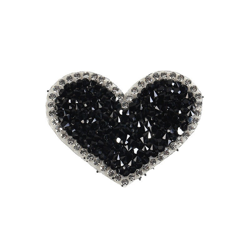 Wholesale Black heart-shaped rhinestone embroidery DIY patches