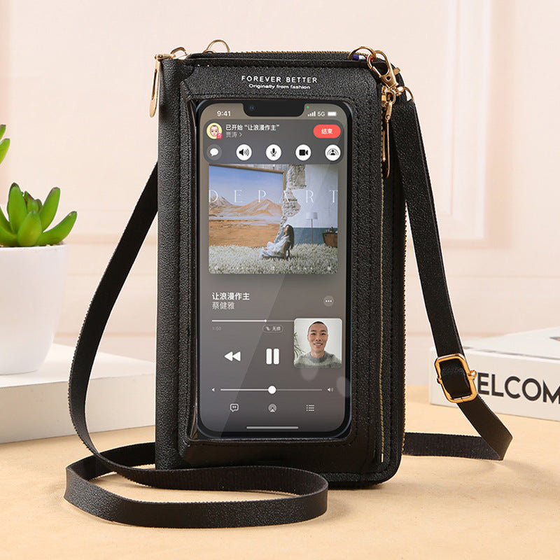 Wholesale Touch Screen Mobile Phone Bag Multifunctional Transparent Mini PU Leather Bag