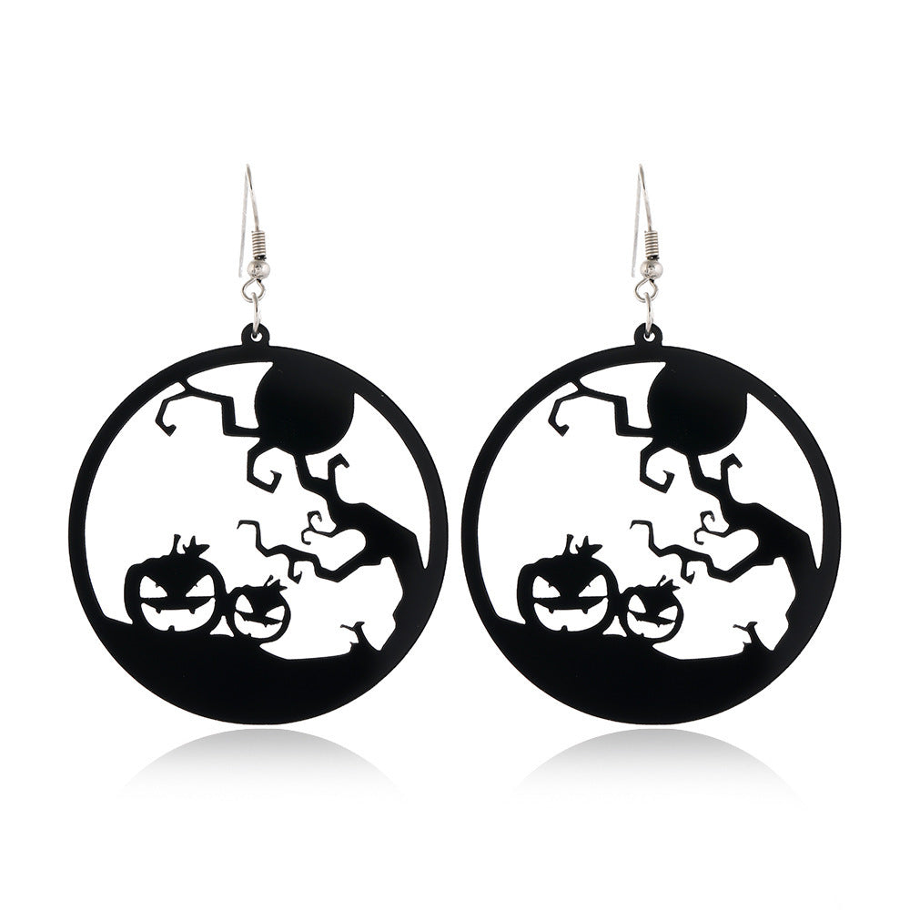 Wholesale Handmade Acrylic  Earrings Skull  Web Bat Design Trendy Jewelry Accessory For Party