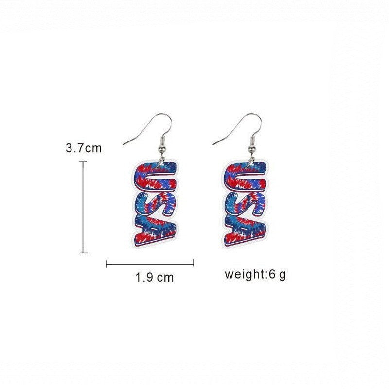 Wholesale Independence Day Butterfly Cow Finger Eagle Pendant Acrylic Earrings
