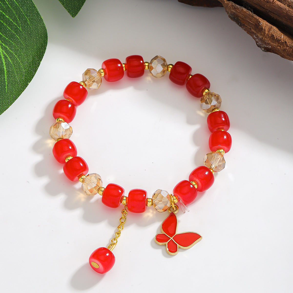 Wholesale Arrival Glass Abacus Handmade Woven Butterfly Pendant Colorful Beads Bracelet Jewelry