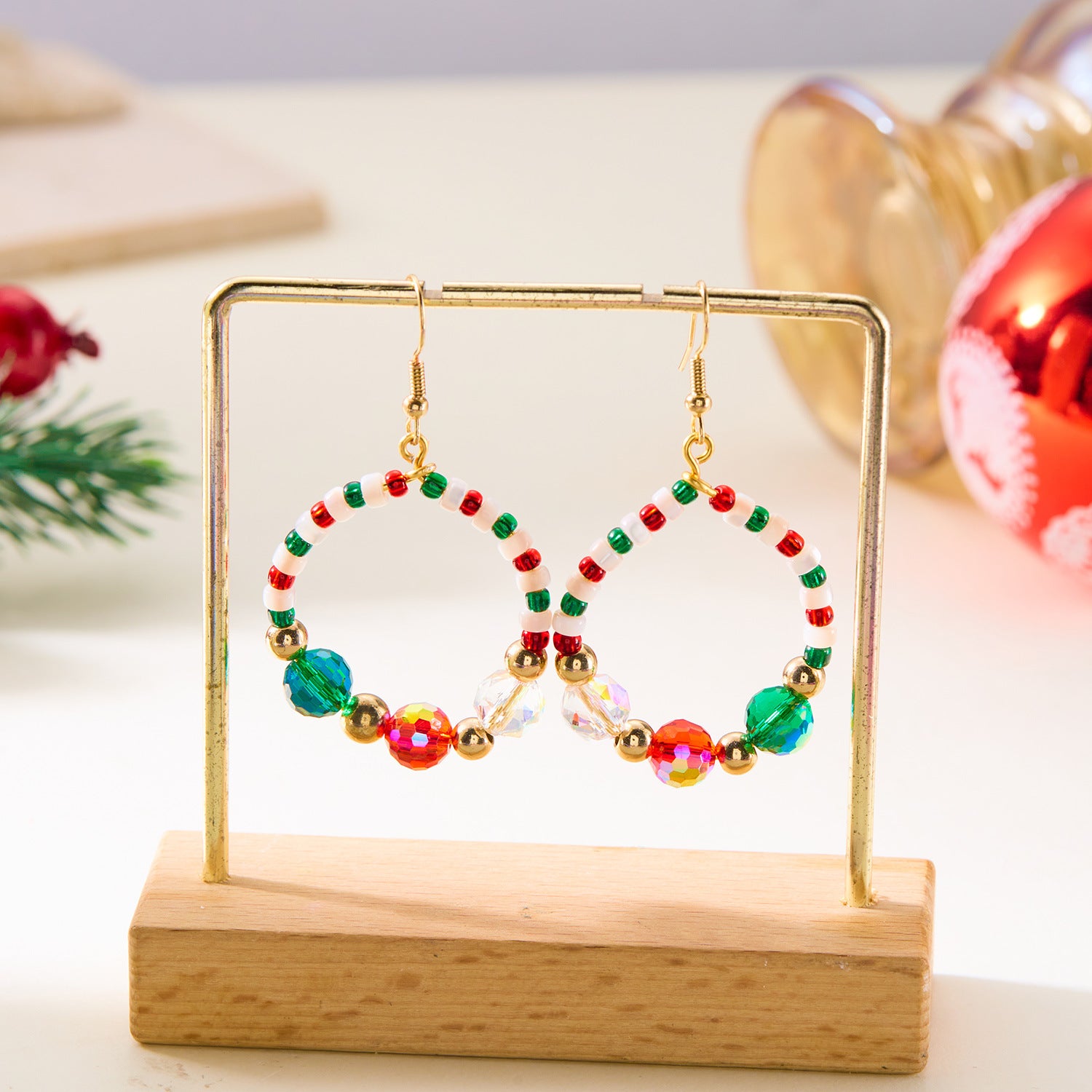 Wholesale Colorful Christmas Dopamine  Hoop Earrings