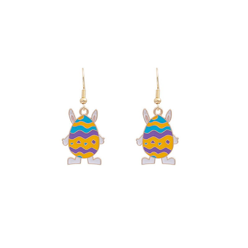 Wholesale Easter Egg Cartoon Titanium Steel Earrings