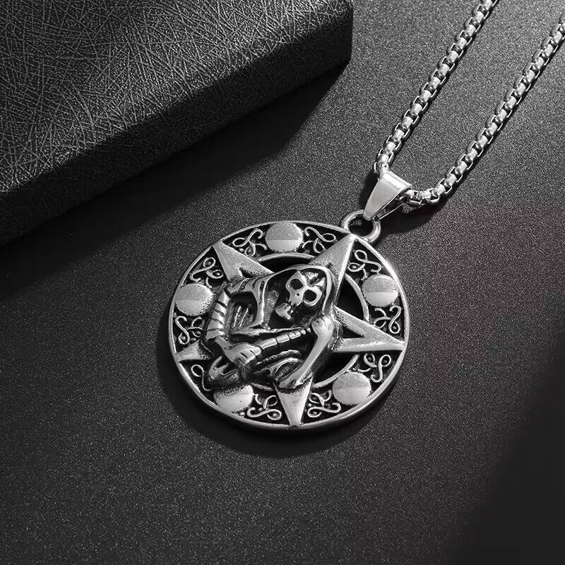Wholesale Personalized Death Round Plate Stainless Steel Necklace Star