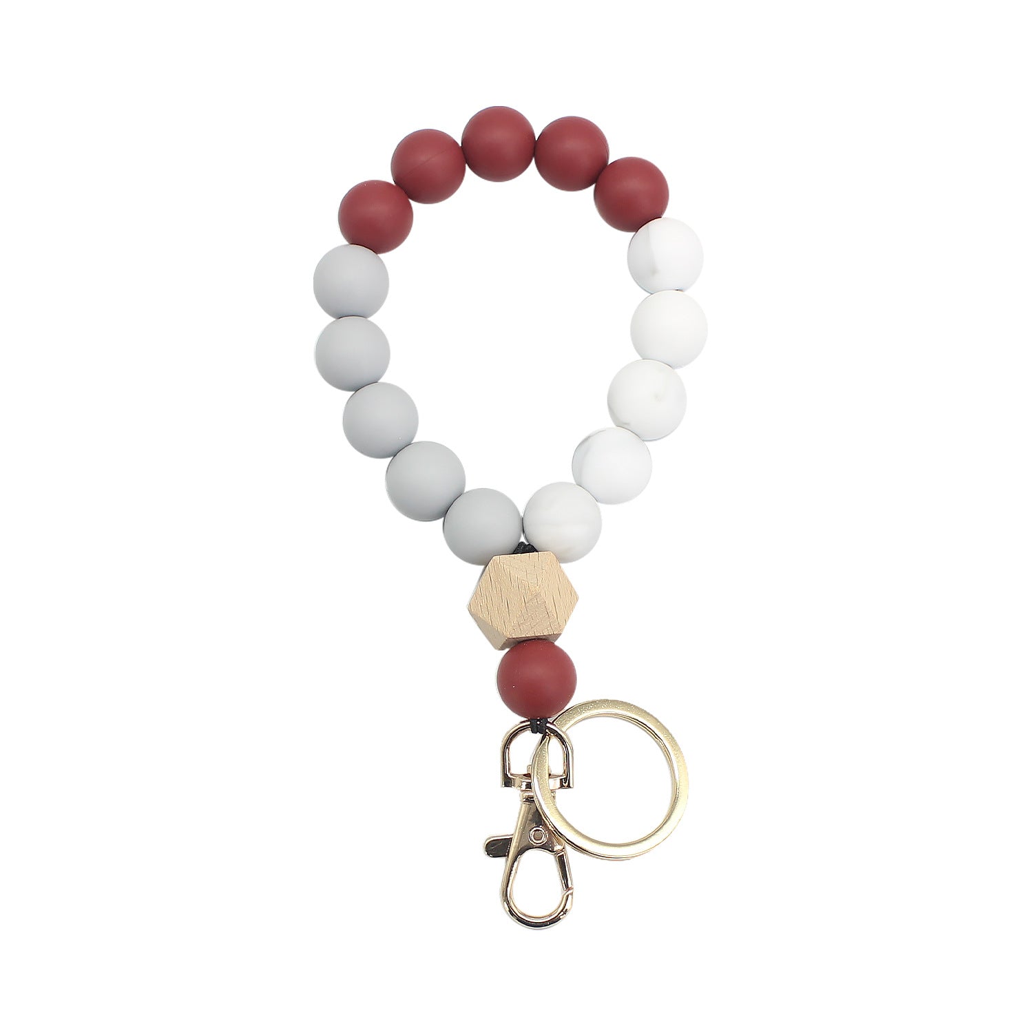 Wholesale Silicone Color Beaded Bracelet Keychain