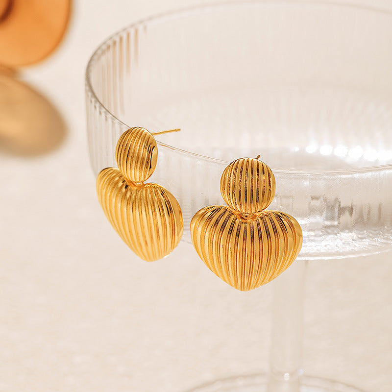 Wholesale Copper Plated 18K Real Gold Love Earrings