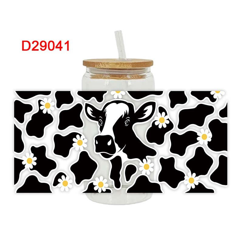Wholesale Colorful Cartoon Cow 16oz Cup UV DTF Wraps