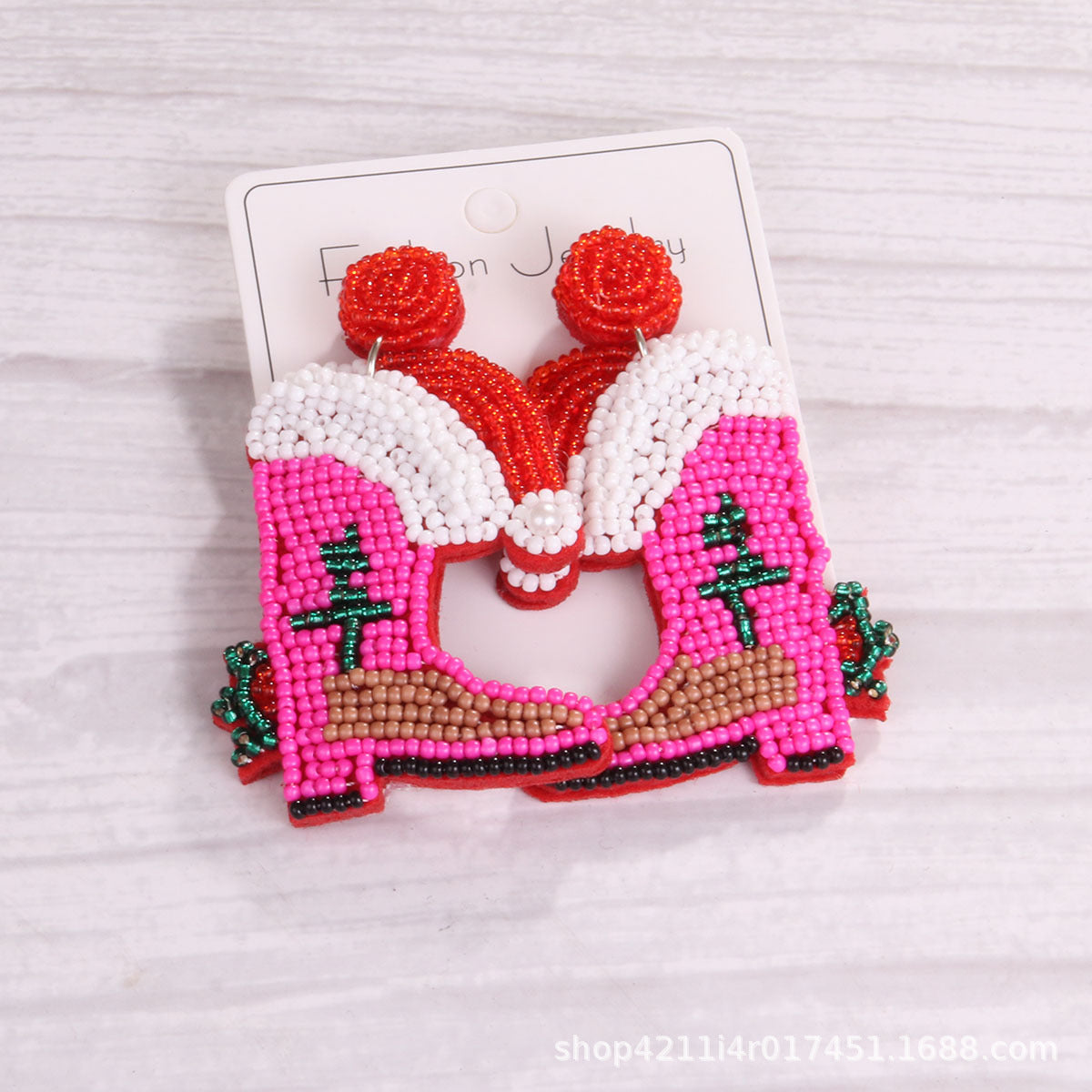 Wholesale Christmas Tree Style Rice Bead Earrings