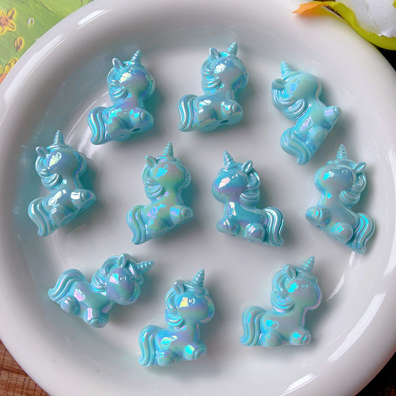 Wholesale Luminous Unicorn Through-hole Bead  Acrylic Beads