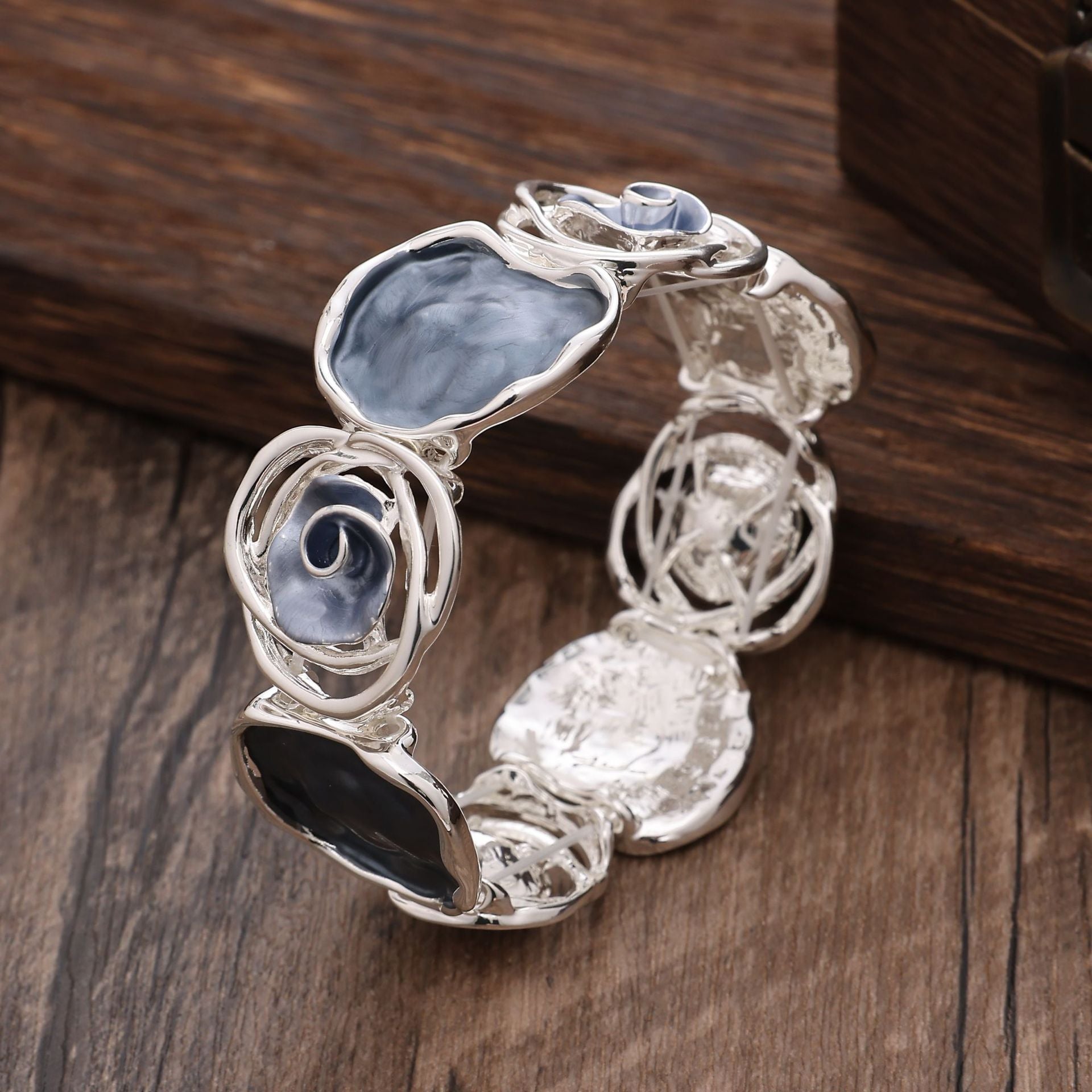 Wholesale Rose Flower Hollow Stitching Alloy Bracelet