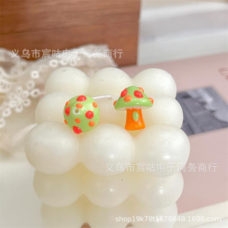 Wholesale 10pcs Glassy mushroom-shaped long-handled contrasting-color beads