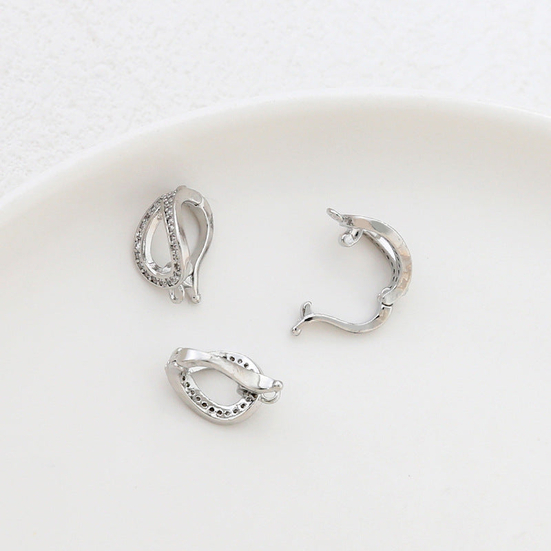 Wholesale 5pcs/pack 14k Copper-clad Gold Inlaid Zirconium Open Pearl Buckle DIY Handmade Jewelry Accessories Material