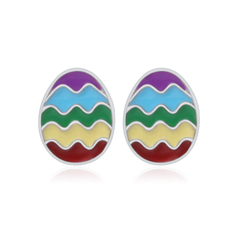 Wholesale 6pcs Easter earrings creative cartoon rabbit chicken Easter egg earrings spring carnival party jewelry