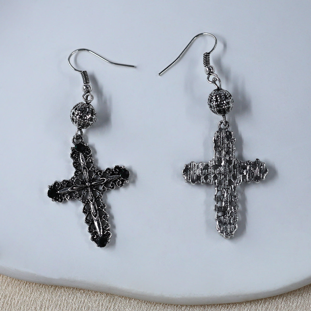 Wholesale Diamond Inlaid Cross Hollow Earrings