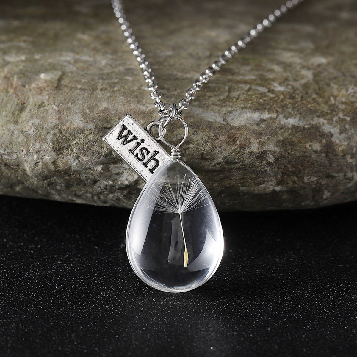 Wholesale Dandelion Oval Crystal Glass Niche High-end Gemstone Necklaces