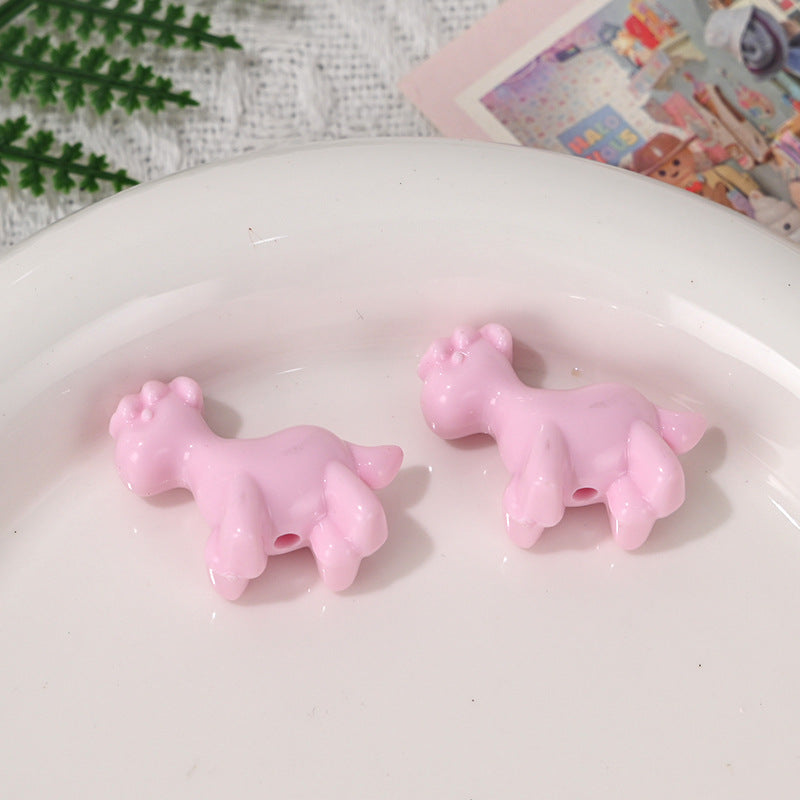 Wholesale 10pcs/pack  Macaron colored foal animal beads Acrylic Beads