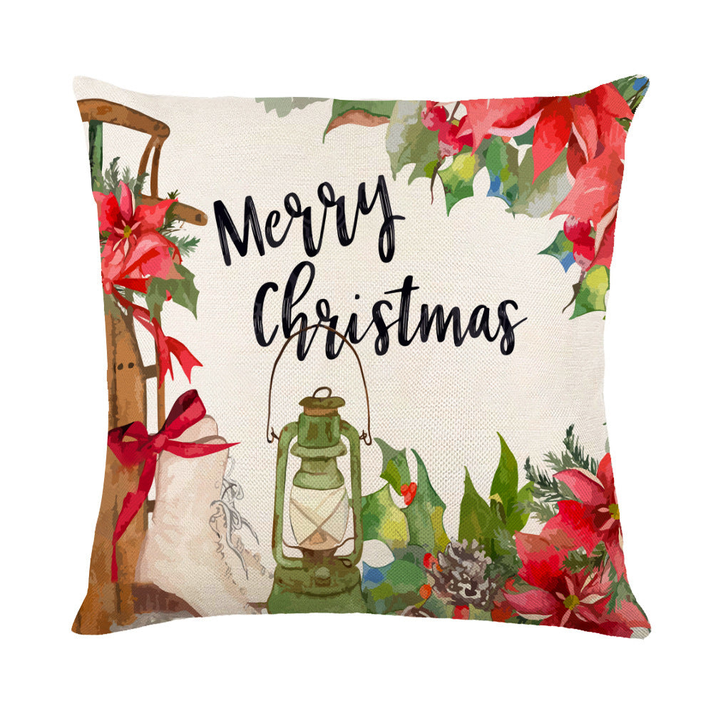 Wholesale Simple Christmas Throw Pillow Cover Letter Decoration Cushion Linen Printing Waist Cushion