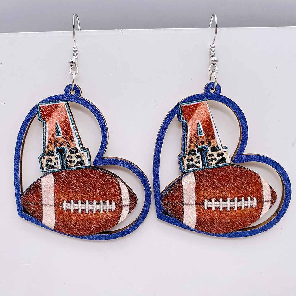 Wholesale Baseball Basketball Football Volleyball Retro Wooden Earrings