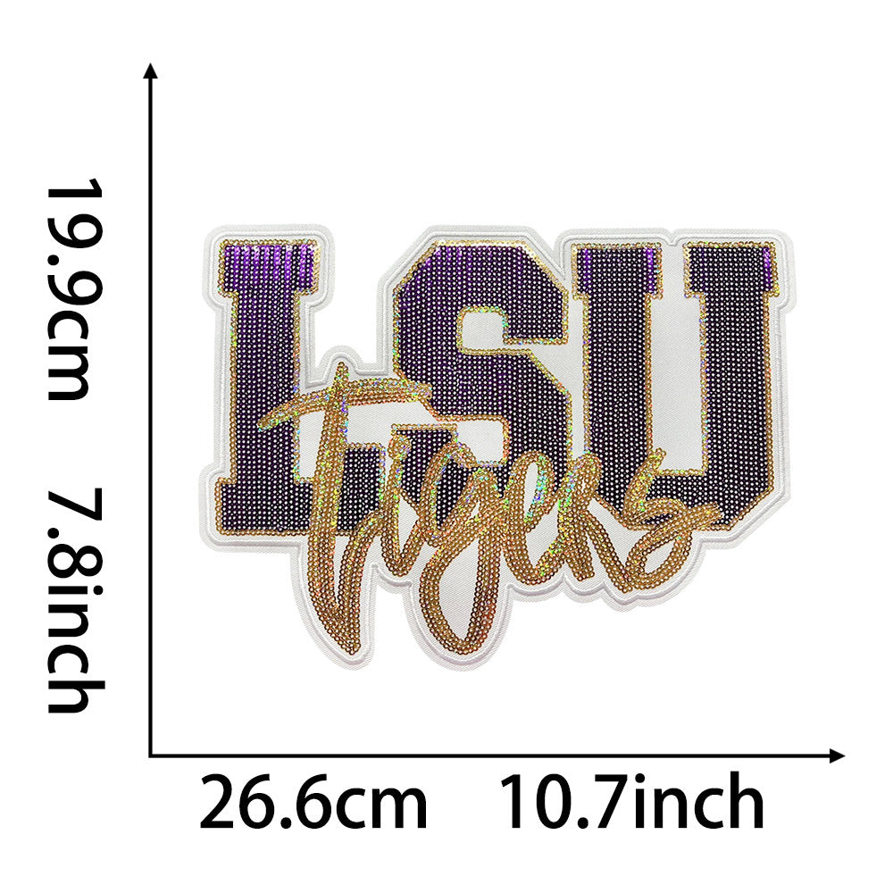 Wholesale LSU Tigers Football Embroidered Iron On Patch DIY Clothing Bag Fashion Accessory OLY Exclusive