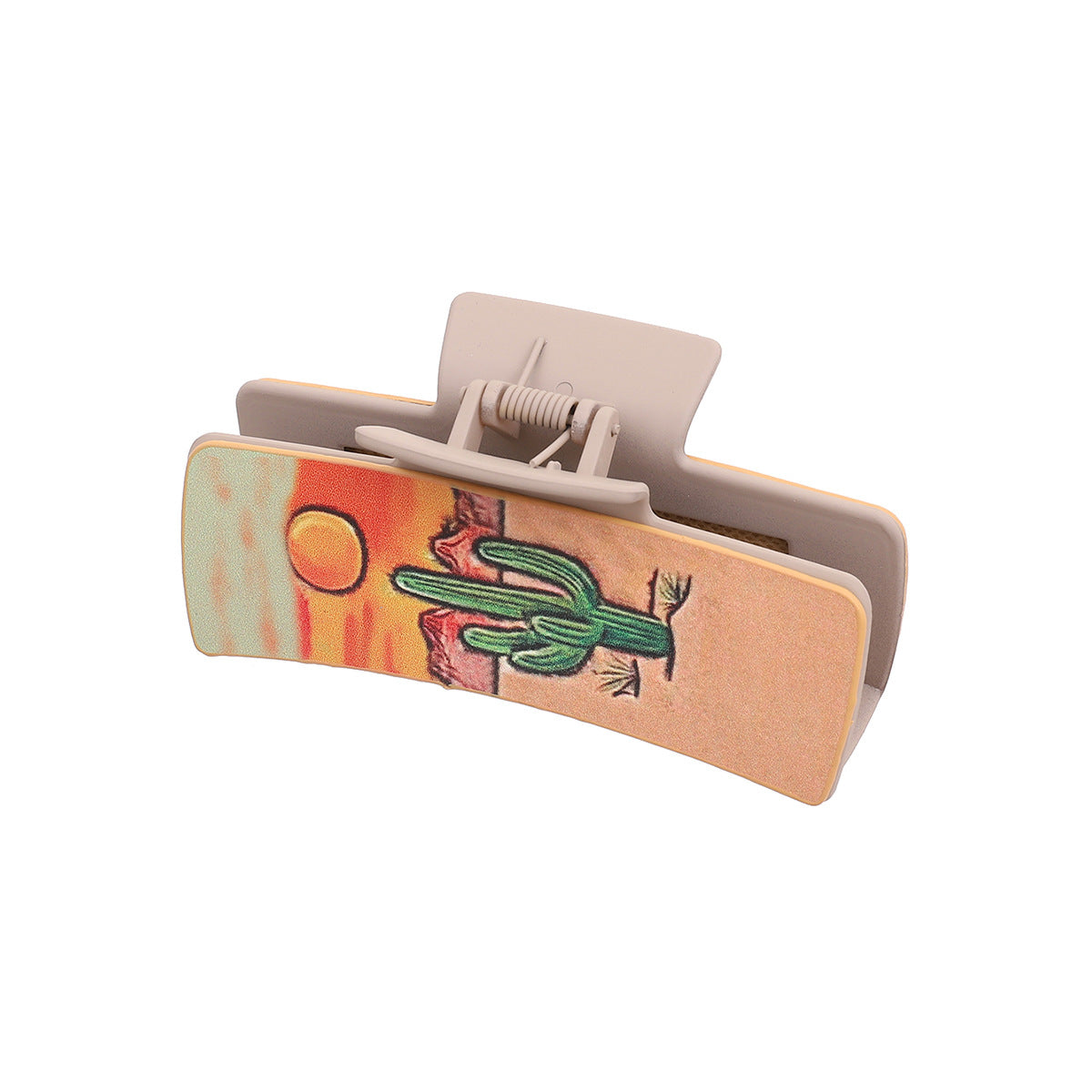 Wholesale Faux Leather Women S Hair Claw Clip And Earrings Set Western Cowboy Sunflower Cactus Design Party Wear And Everyday Styling