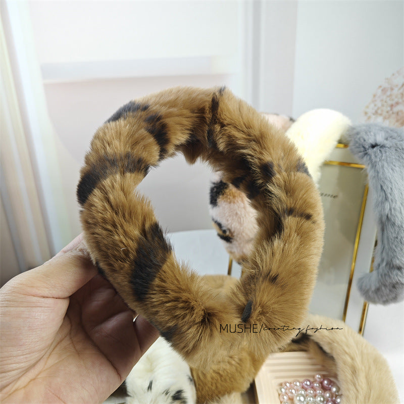 Wholesale Rex Rabbit Plush Wide-brimmed Headband