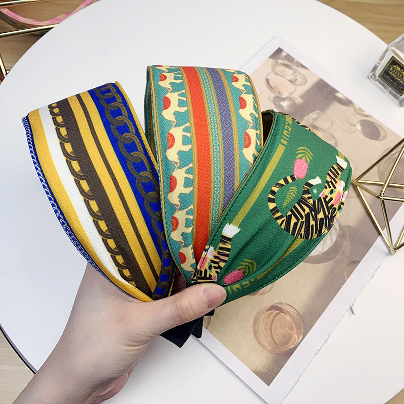 Wholesale Fabric Wide Edge Multi-color Printed Headband