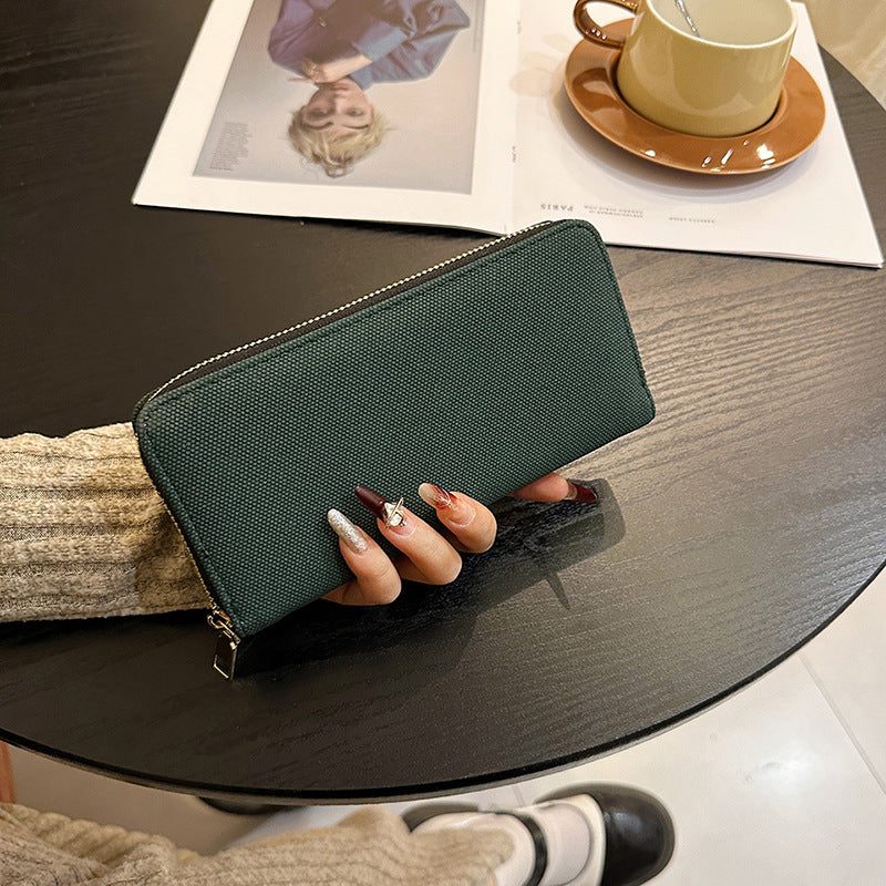 Wholesale Long Simple Zipper Canvas Wallet