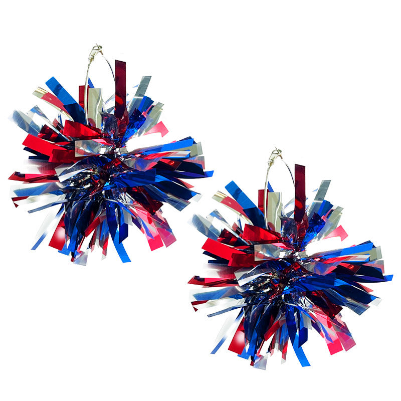 Wholesale American Independence Day Atmosphere Sparkling Big Ball Fireworks Earrings