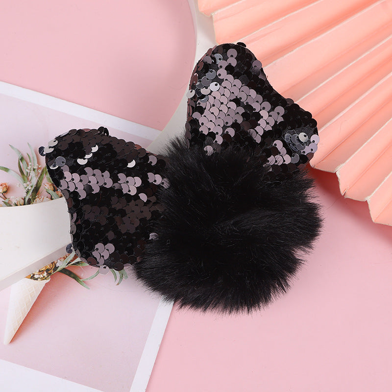 Wholesale Color Sequin Bow Hair Ball Keychain