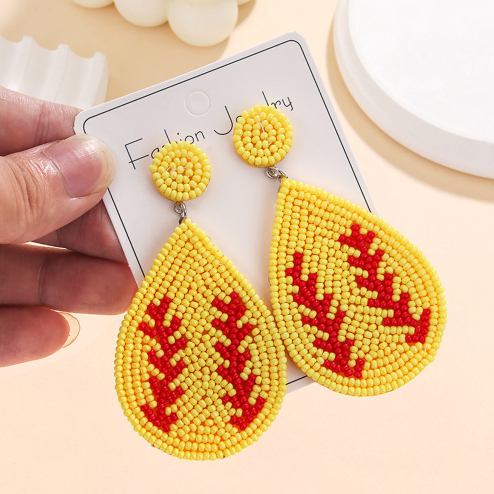 Wholesale New Game Day Sports Series Earrings Hand-woven Football Football Beaded Earrings