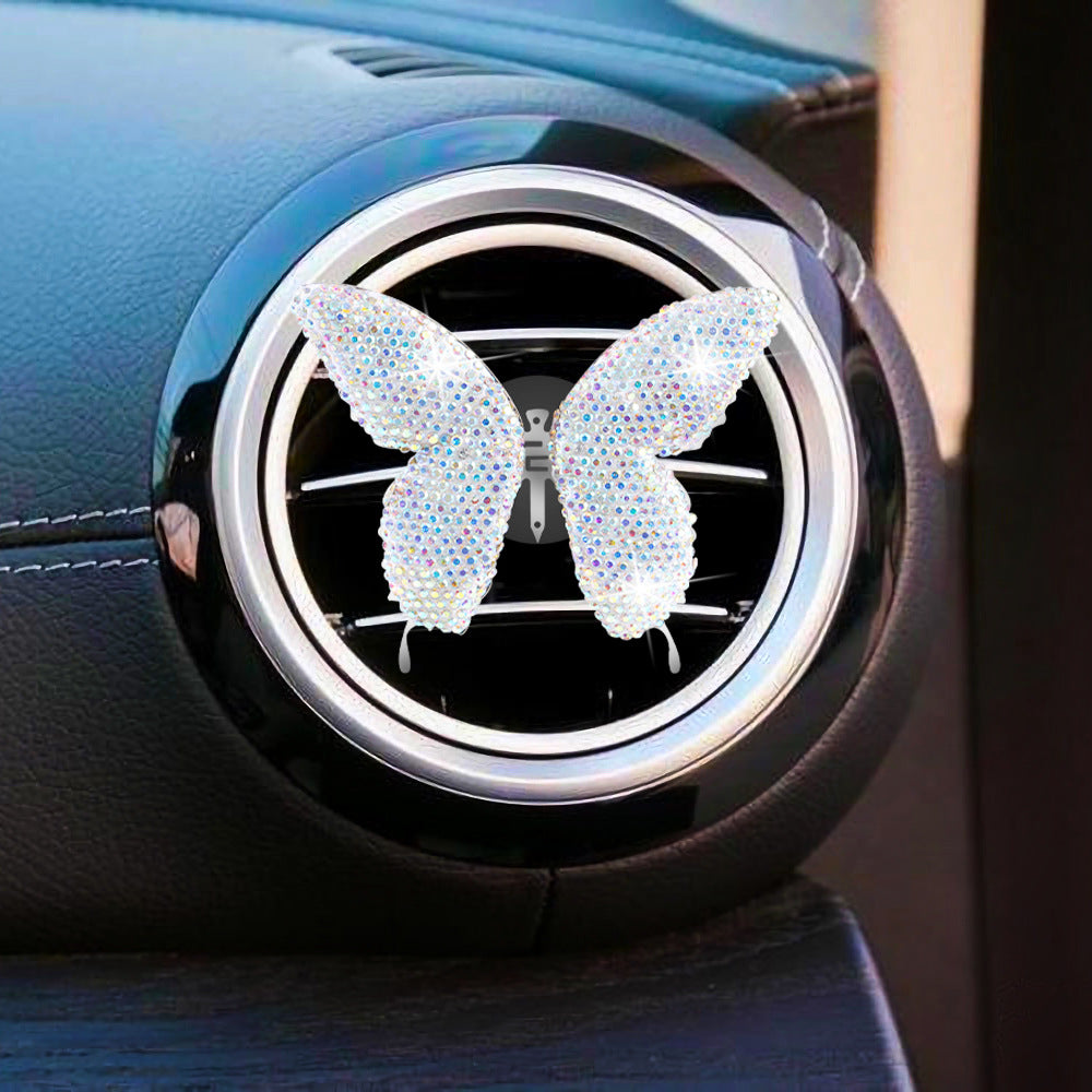 Wholesale Automobile Perfume Clip Bingbing Butterfly Inlaid Diamond Air Conditioner Outlet