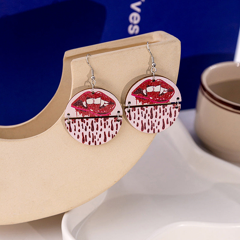 Wholesale and Wholesale of Halloween Party Wooden Pumpkin Earrings