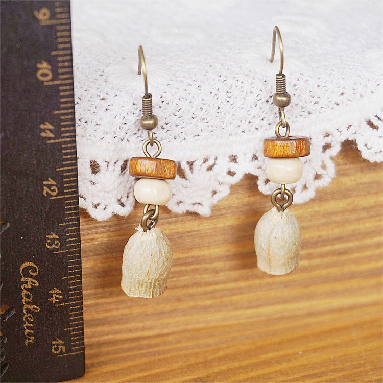 Wholesale Dried Fruit Trees Wooden Earrings