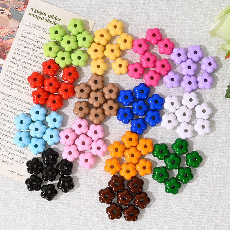 Wholesale 10pcs 14mm Macaron-colored Acrylic Flower Acrylic Beads