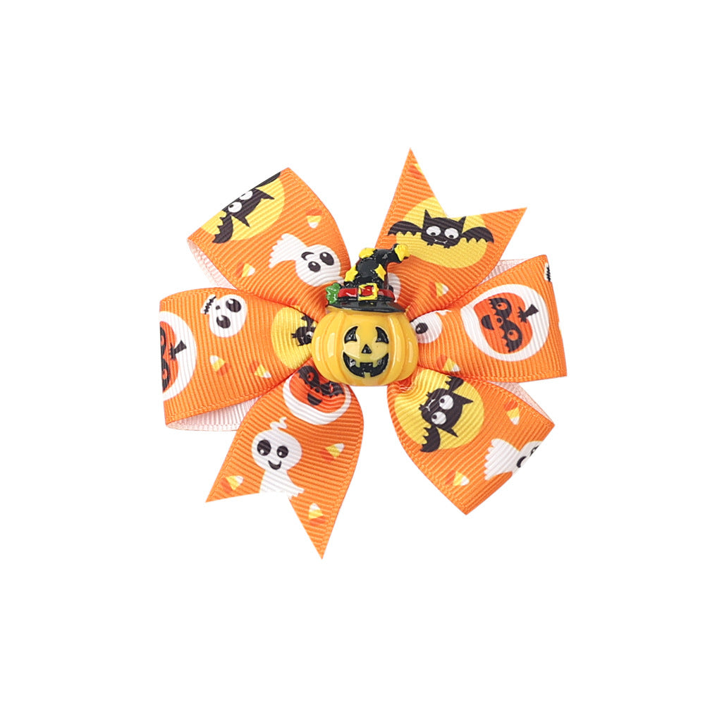 Wholesale Halloween Three-layer Swallowtail Bow Duckbill Edging 20 Colors Children's Headdress Hair Clips
