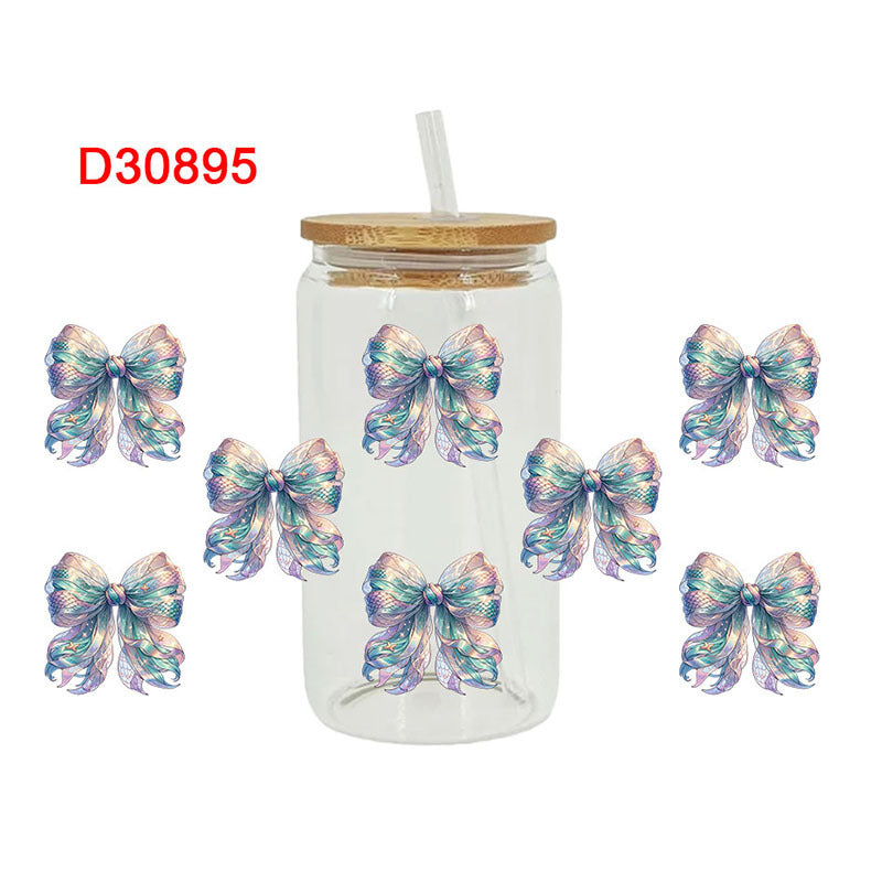 Wholesale colorful bow  16oz Cup UV DTF Wraps