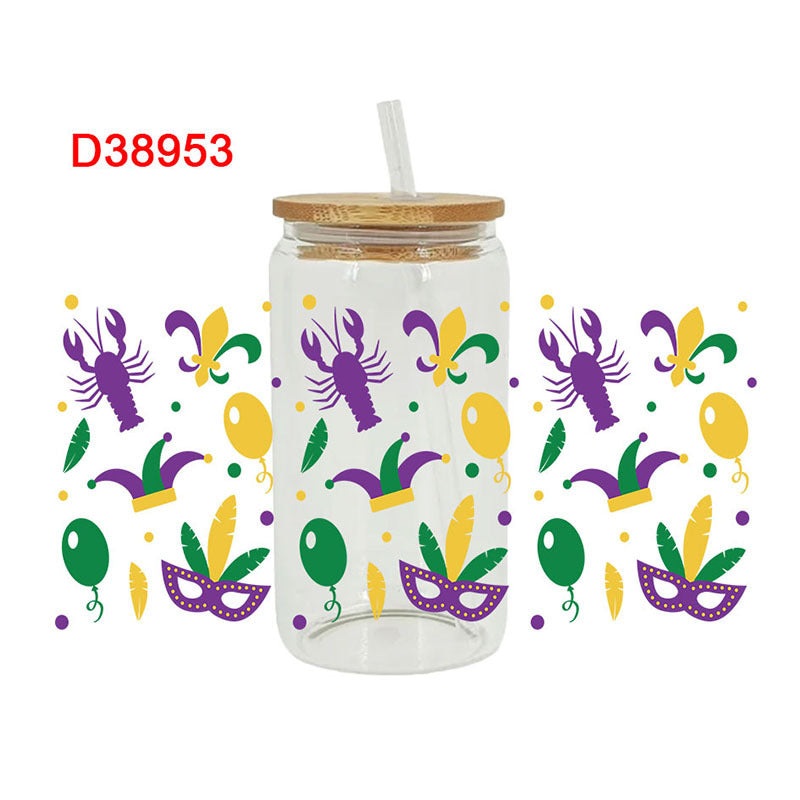 Wholesale UV transfer sticker for glass cups crystal label crystal sticker 16OZ UV DTF WRAPS