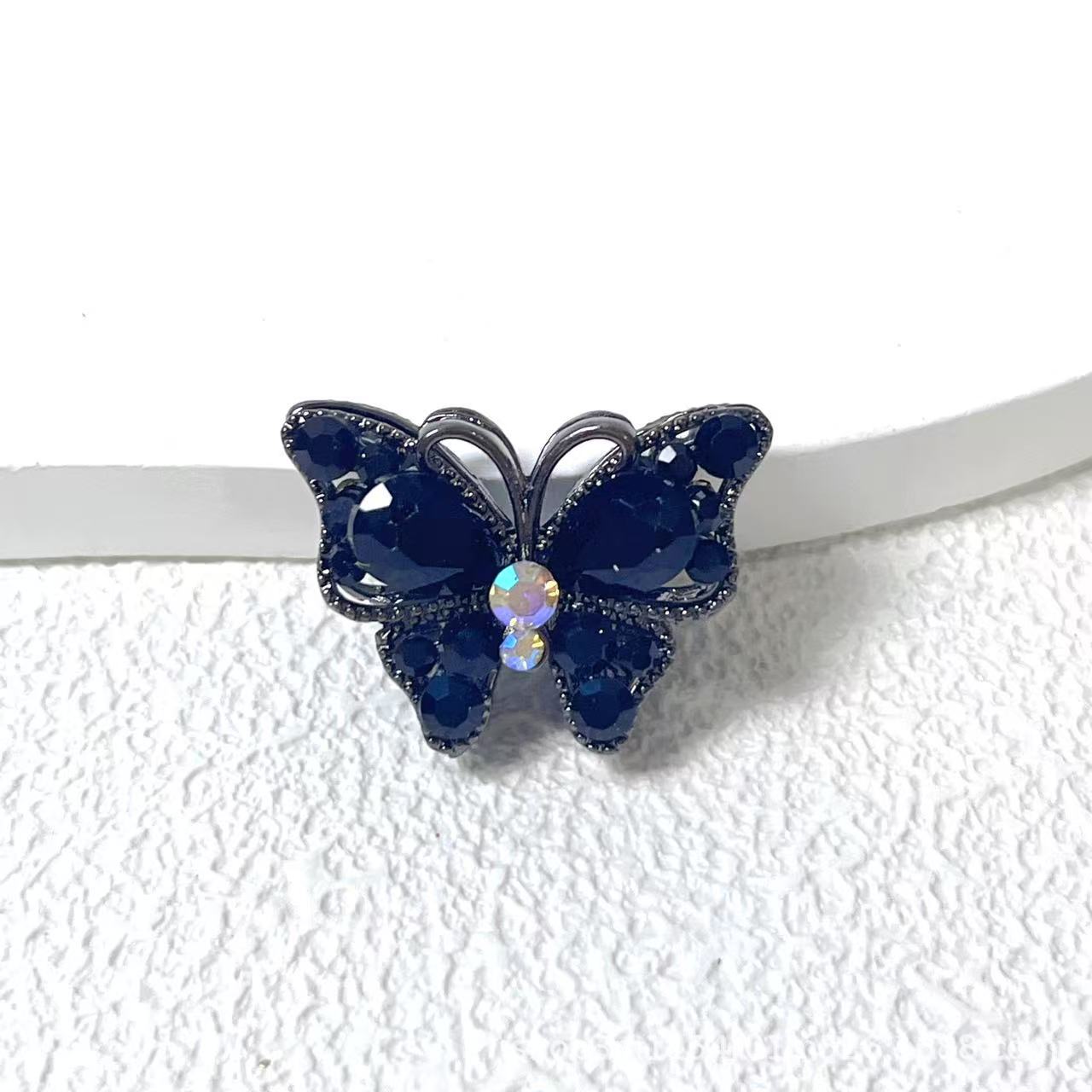 Wholesale  10pcs Crystal Diamond Three Dimensional Butterfly Straight Hole Beads