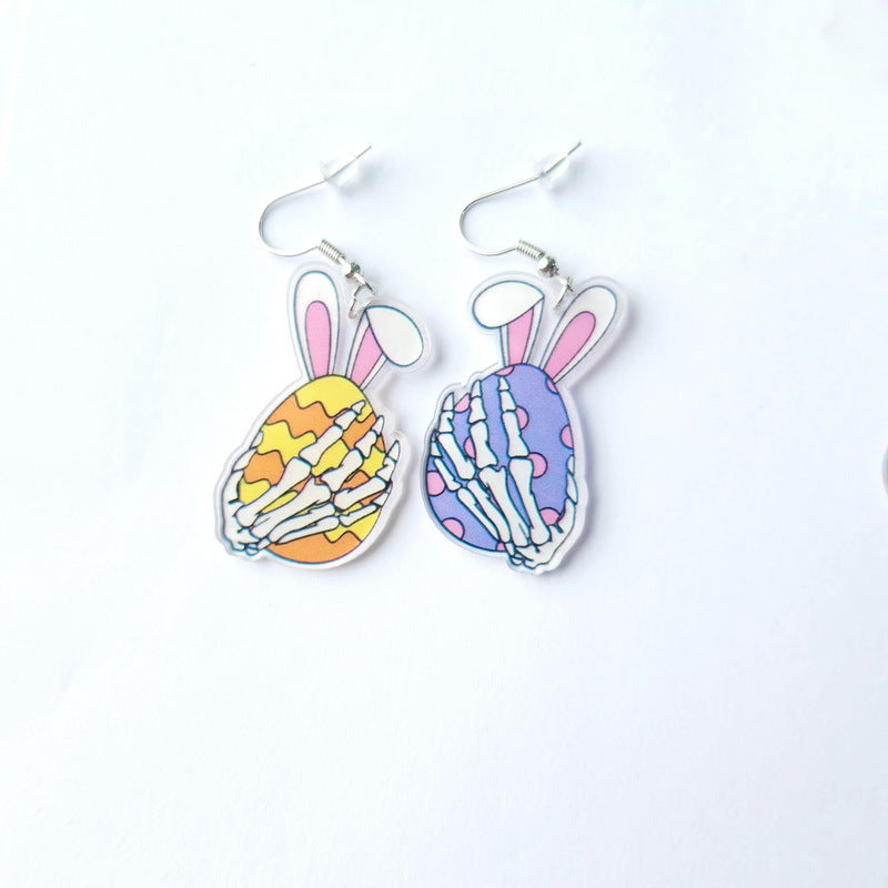 Wholesale Easter Cartoon Cute Bunny Easter Egg Carrot Acrylic Earrings