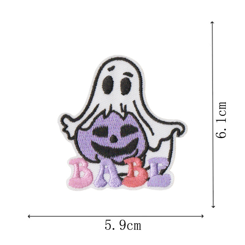 Wholesale new small ghost magic embroidery stickers cartoon cloth stickers handbook mobile phone Halloween decoration stickers DIY embroidery