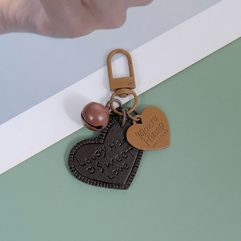 Wholesale Heart-shaped PU leather engraved love leather keychain