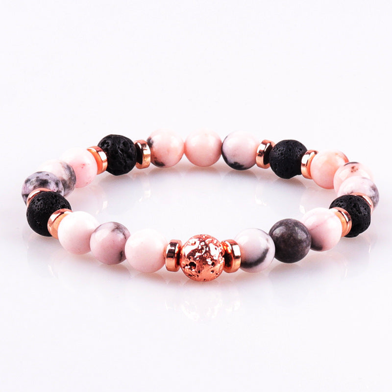 Wholesale Crystal White Turquoise Colorful Double Layer Pink Zebra Magnet Bracelet
