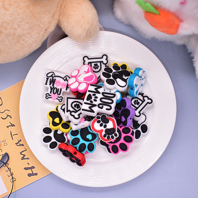 Wholesale Random 100pcs/pack Cartoon Dog Footprint Beads  Focal Beads
