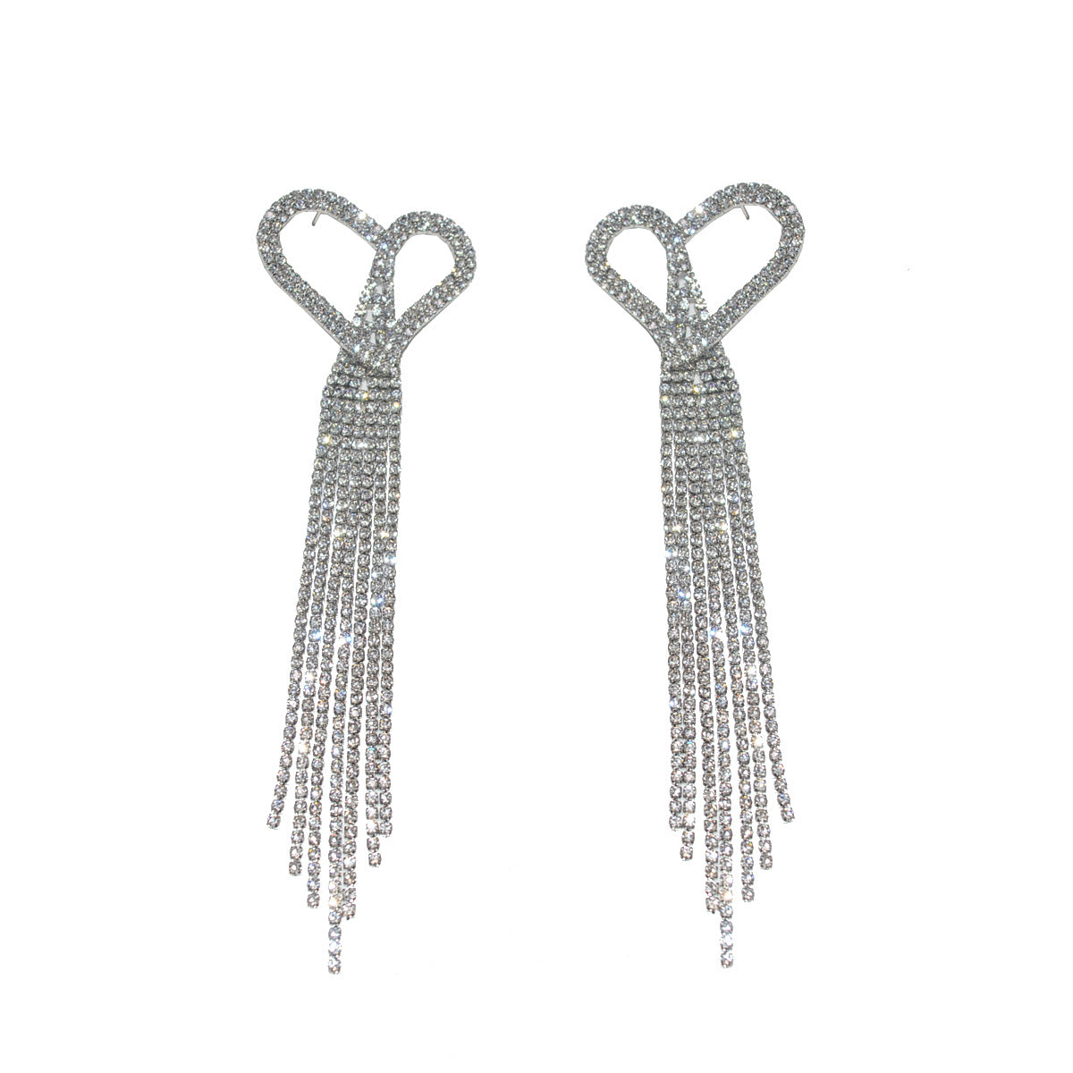 Wholesale Full Diamond Big Love Tassel Light Luxury Earrings