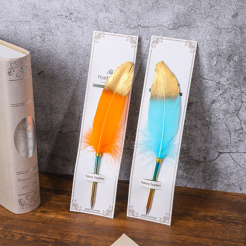 Wholesale 10pcs/pack Gradient Color Feather Pen Ballpoint Pen