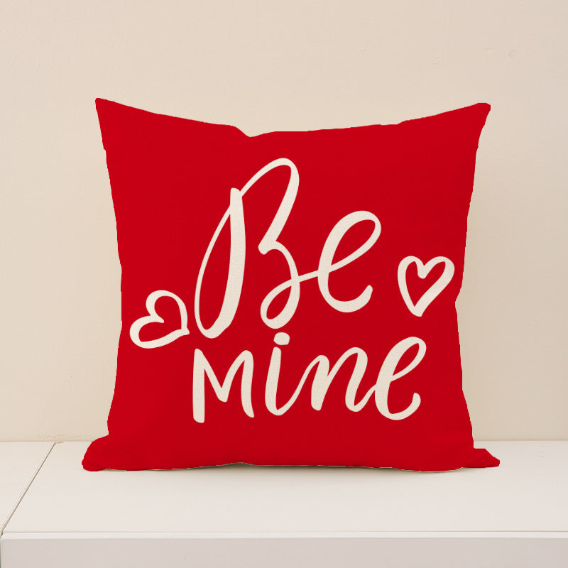 Wholesale Heart-Shaped Printed Pillow Cover Valentine' s Day  Linen Printed  Cover