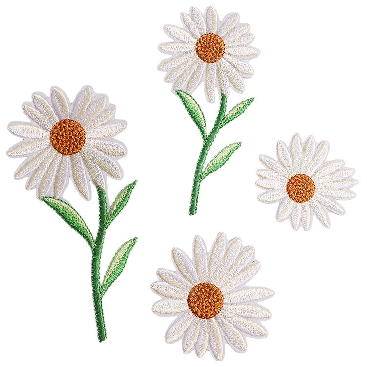 Wholesale Chic Iron On Sunflower Butterfly Embroidery Patches For Clothing DIY Decorative Accent Resale