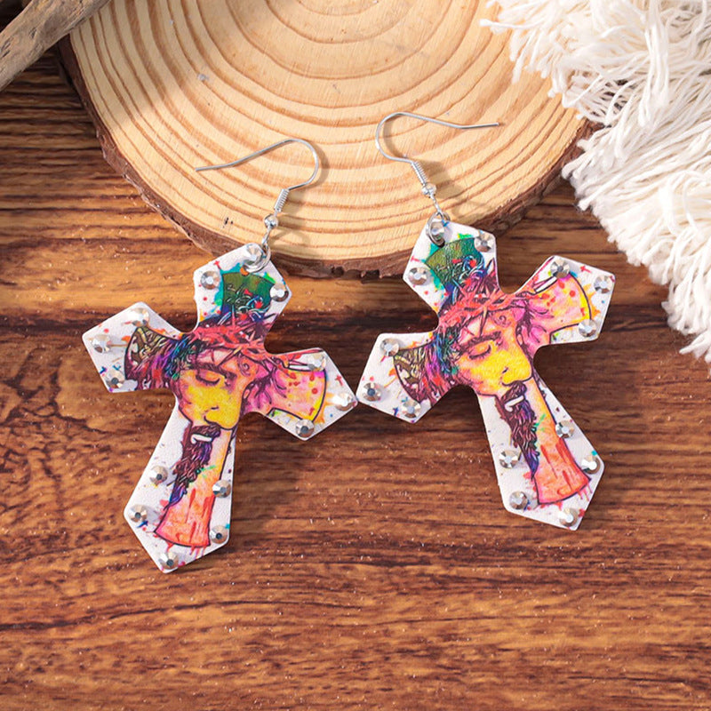 Wholesale Western-style double cross earrings